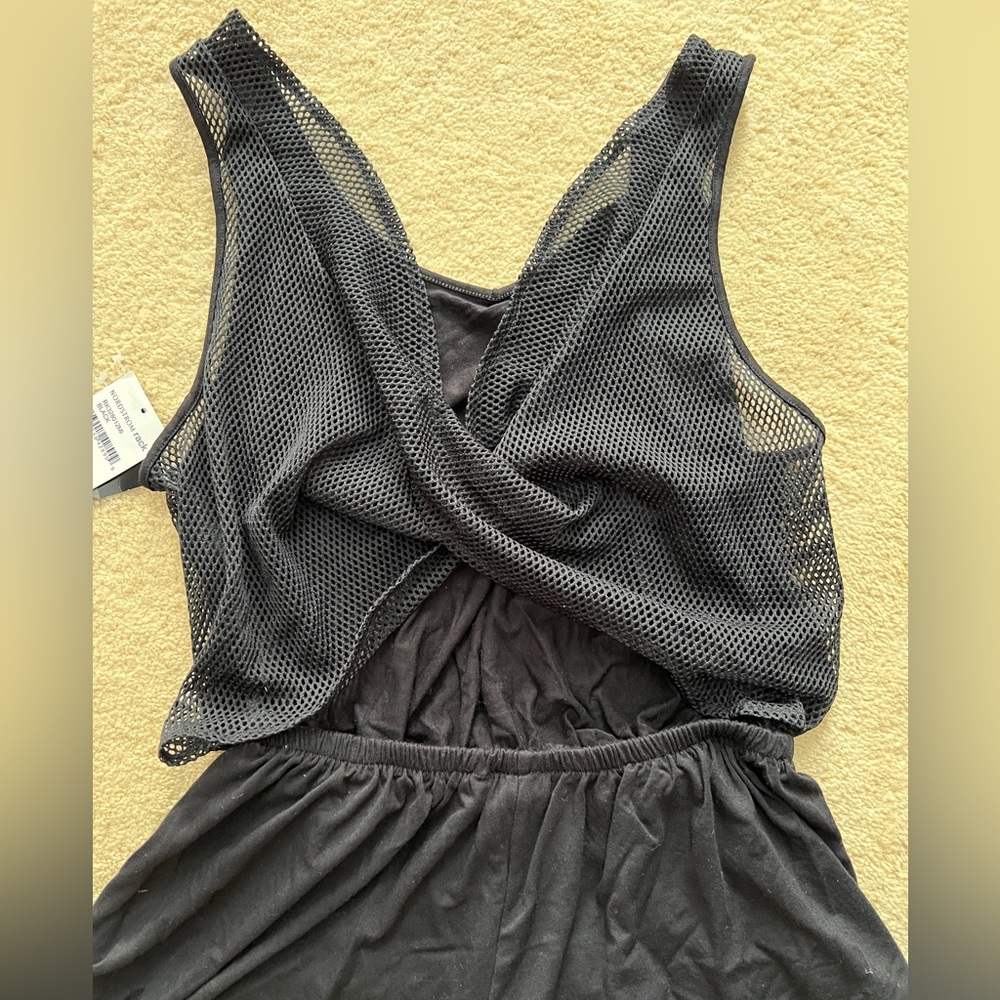 New Zella Romper shorts jumpsuit del sol mesh open twist pockets black small - Picture 5 of 5